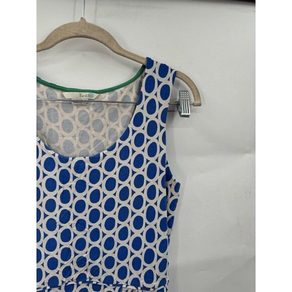 Boden Mini Dress Women 12 Blue Geometric Jersey Sleeveless Artsy Retro Funky - Picture 7 of 7